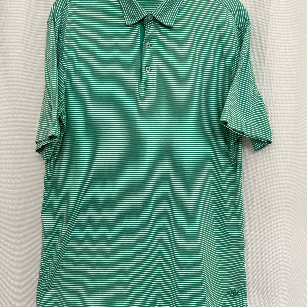 Polo Golf Vintage Lisle by Ralph Lauren Green and White Stripe Size Medium